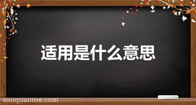 适用是什么意思 适用的读音拼音 适用的词语解释